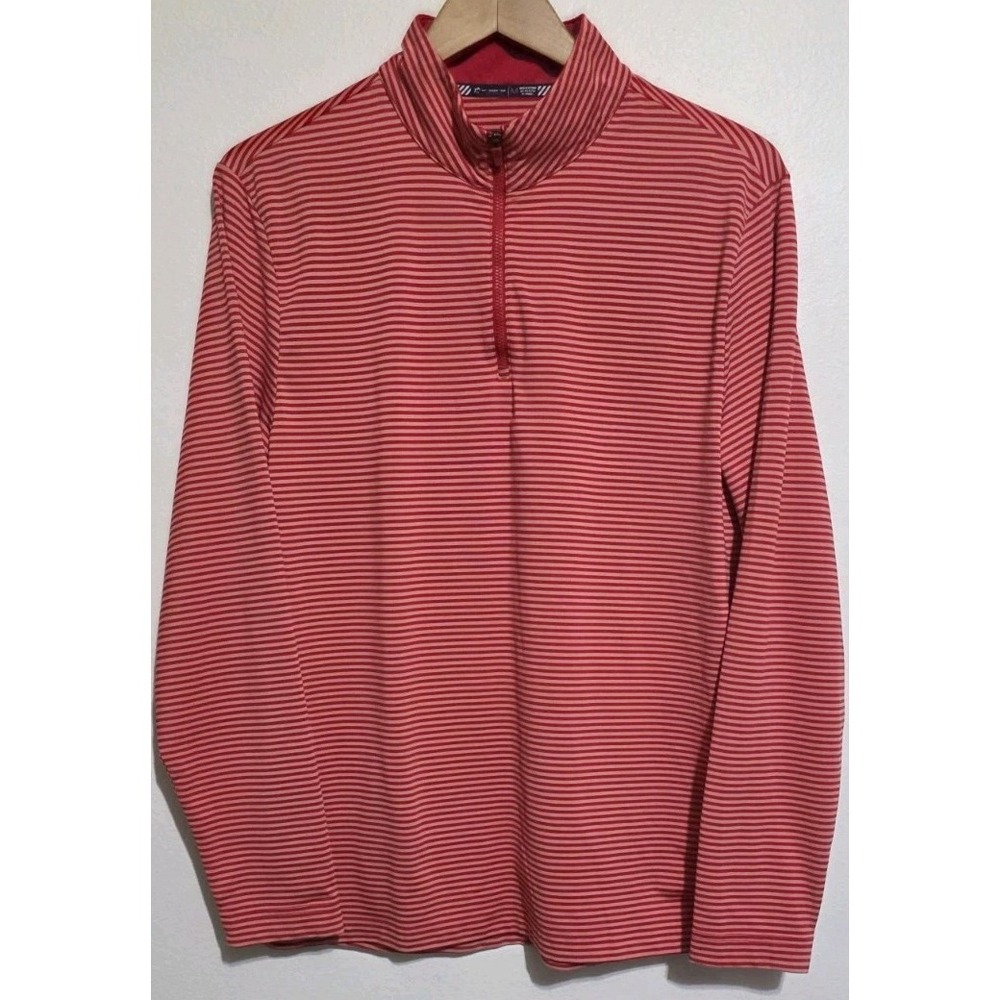 Southern Tide 1/4 Zip Tide to Trail Performance Striped Men's Pullover M EUC Red
